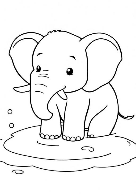 Elephant bathing coloring page